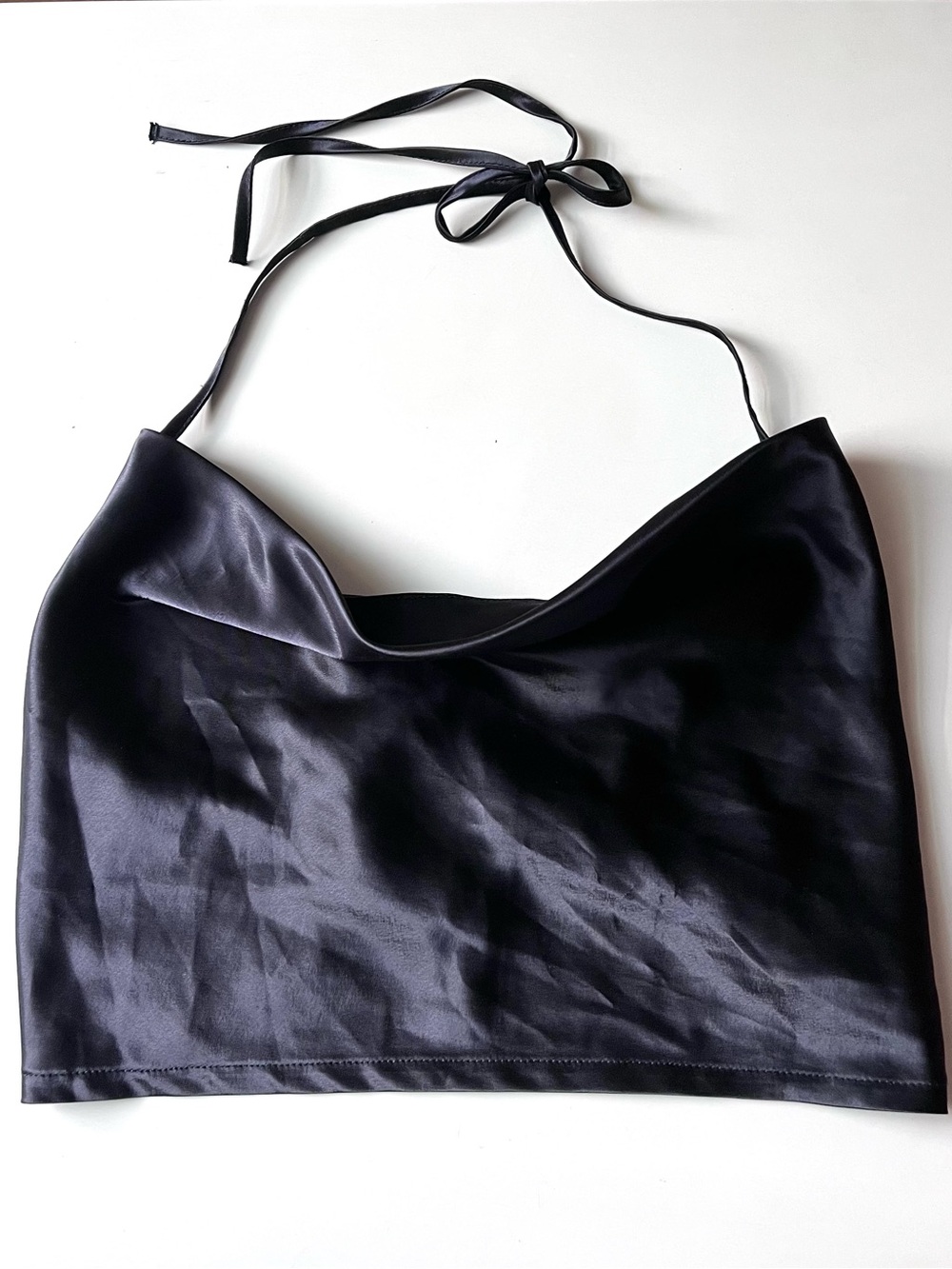 Satin Tie-Back Halter Crop